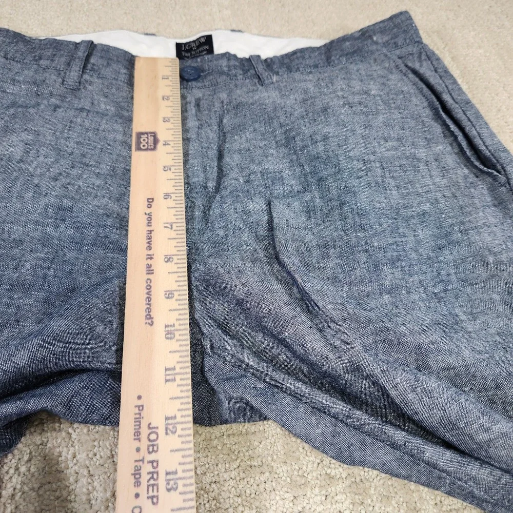 J Crew Pants Men 34x32 Sutton Chambray Linen Blend Straight Leg Blue Preppy